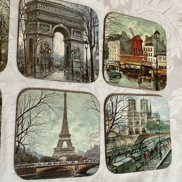 VTG FRENCH SCENES COASTERS CORKWOOD  BACK EUC - RARE PARIS  FRENCH SCENERY - Picture 10 of 11